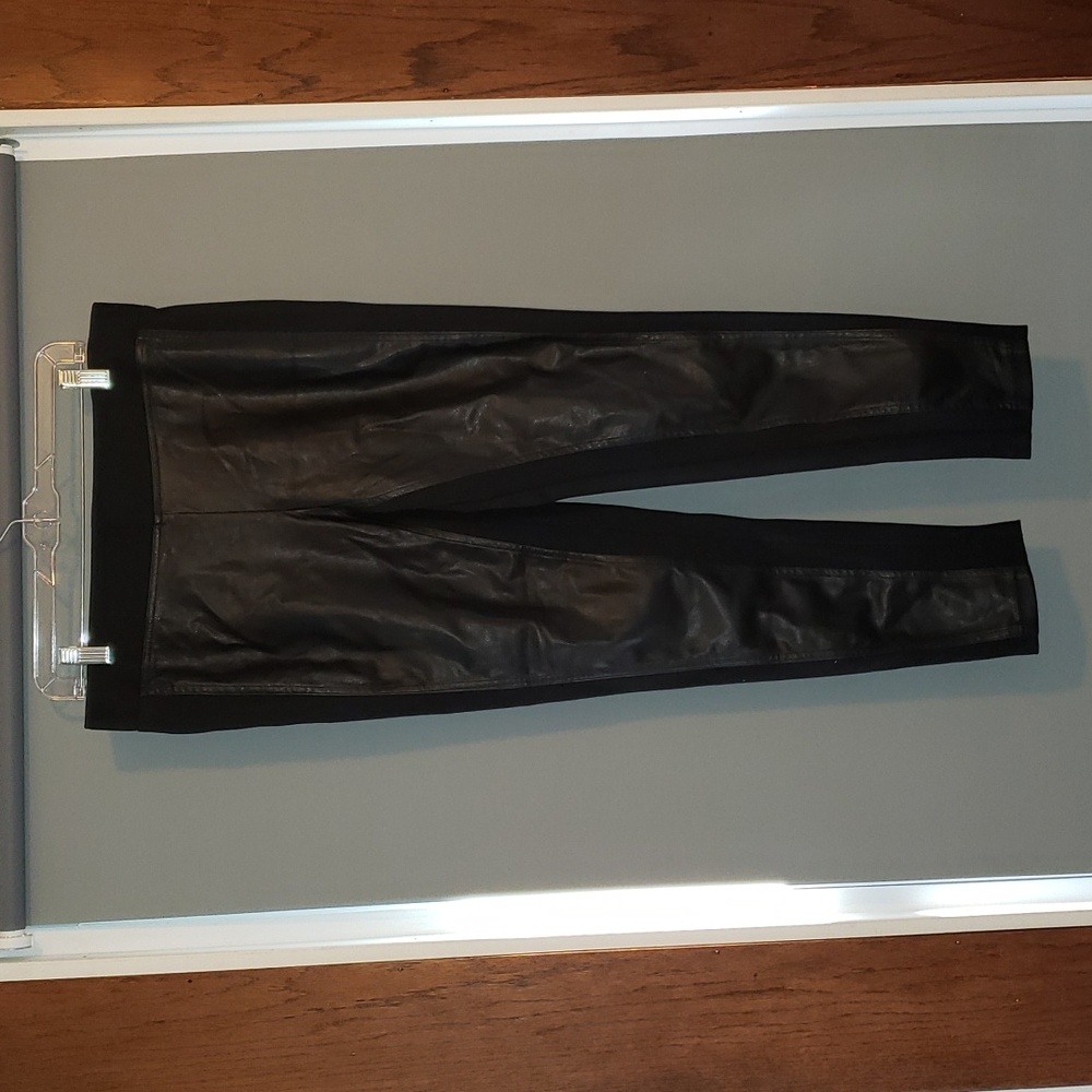 NWT Ann Taylor L faux leather front slacks pants